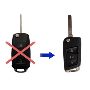 Κέλυφος Μετατροπής Κλειδιού Αυτοκινήτου Volkswagen, Seat, Skoda Με 3 Κουμπιά Σε Νεόυ Τύπου - Λάμα HU66